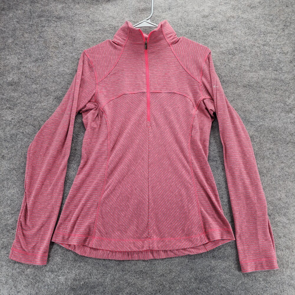 Columbia Pullover Womens Medium Pink Striped Long Sleeve Quarter Zip
